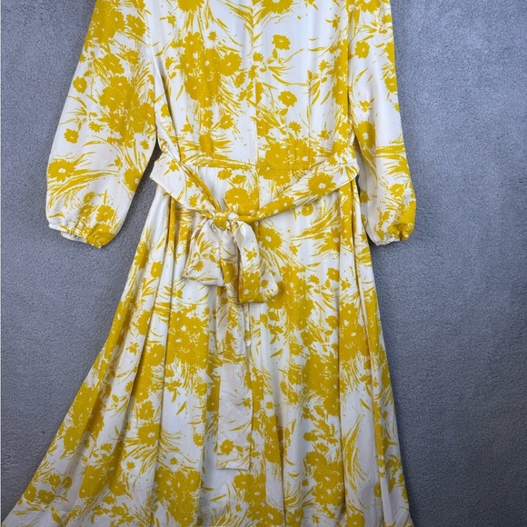 Lane Bryant golden yellow floral faux wrap dress size 18 preowned - Picture 6 of 11